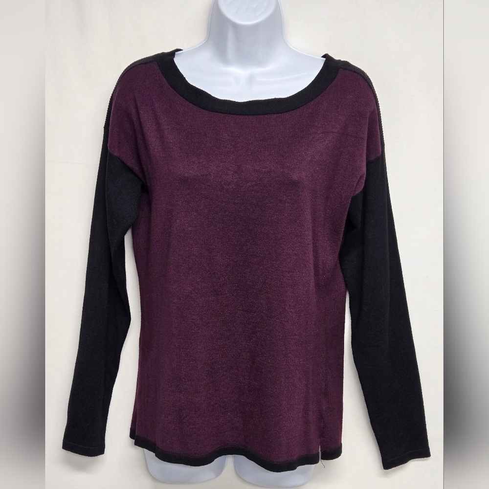 Kenneth Cole L Pullover Knit Sweater Top Stretch Zipper Back Long Sleeve